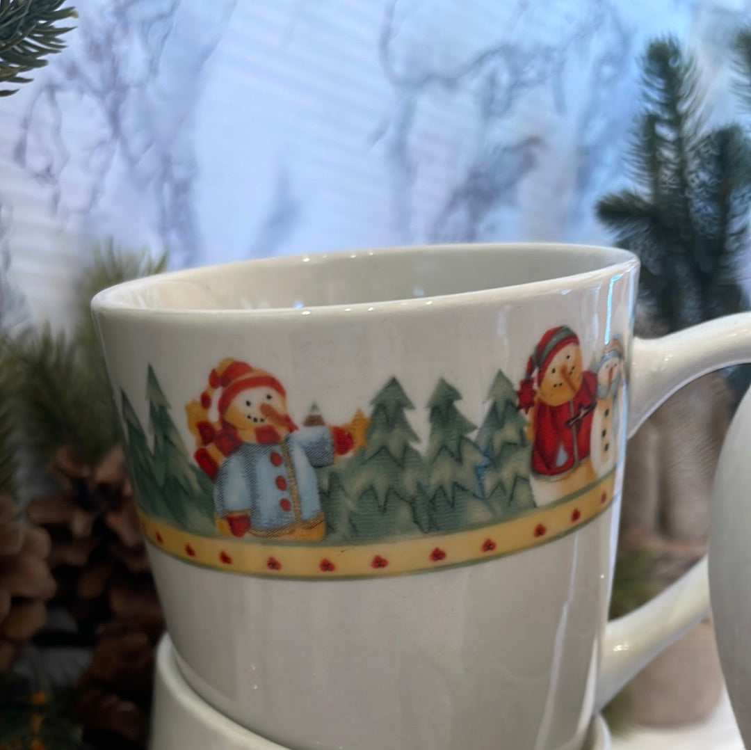 Snowmen in The Winter Forest - Mugs & Plates Set