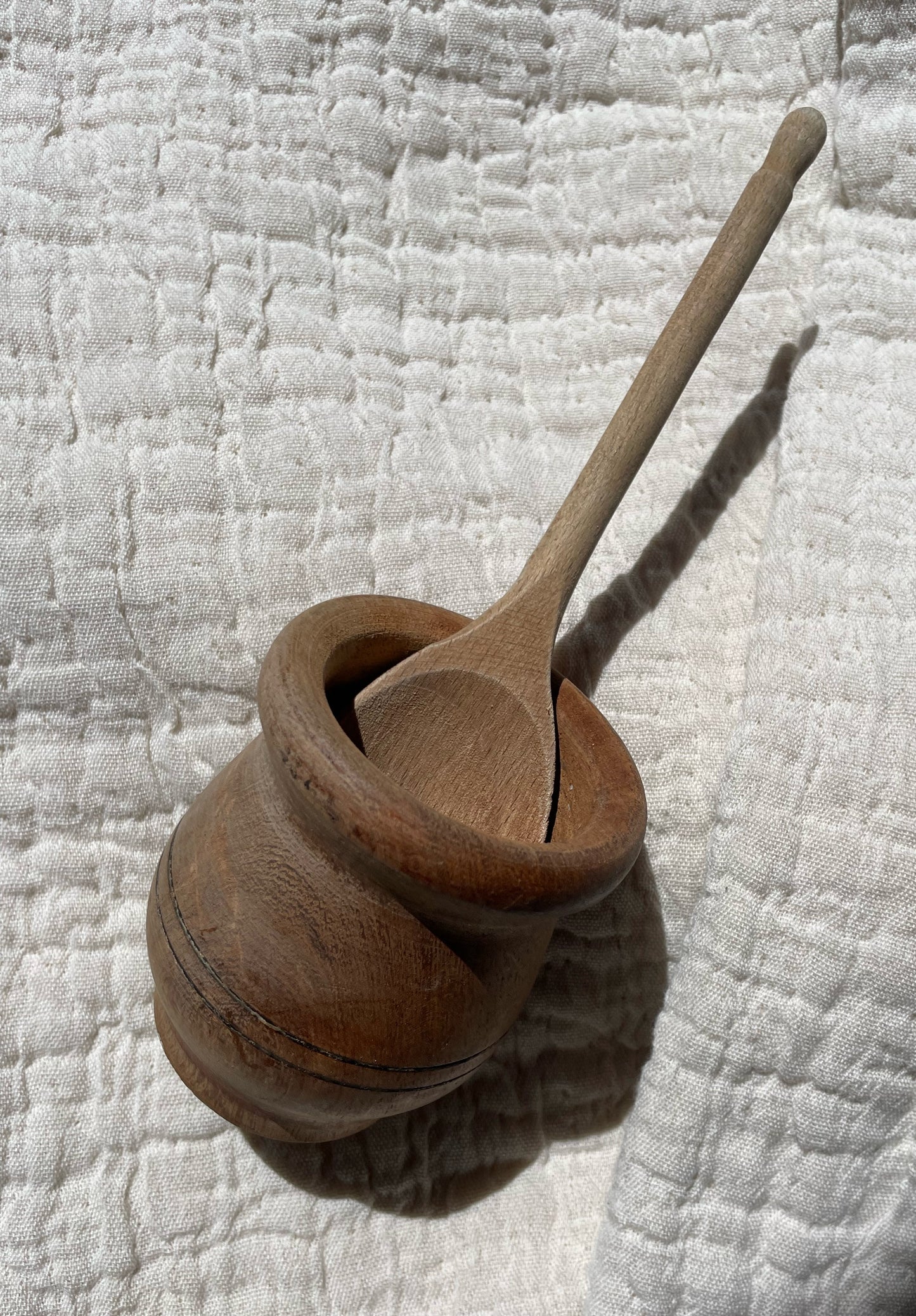 Wood Pot with Wood Spoon