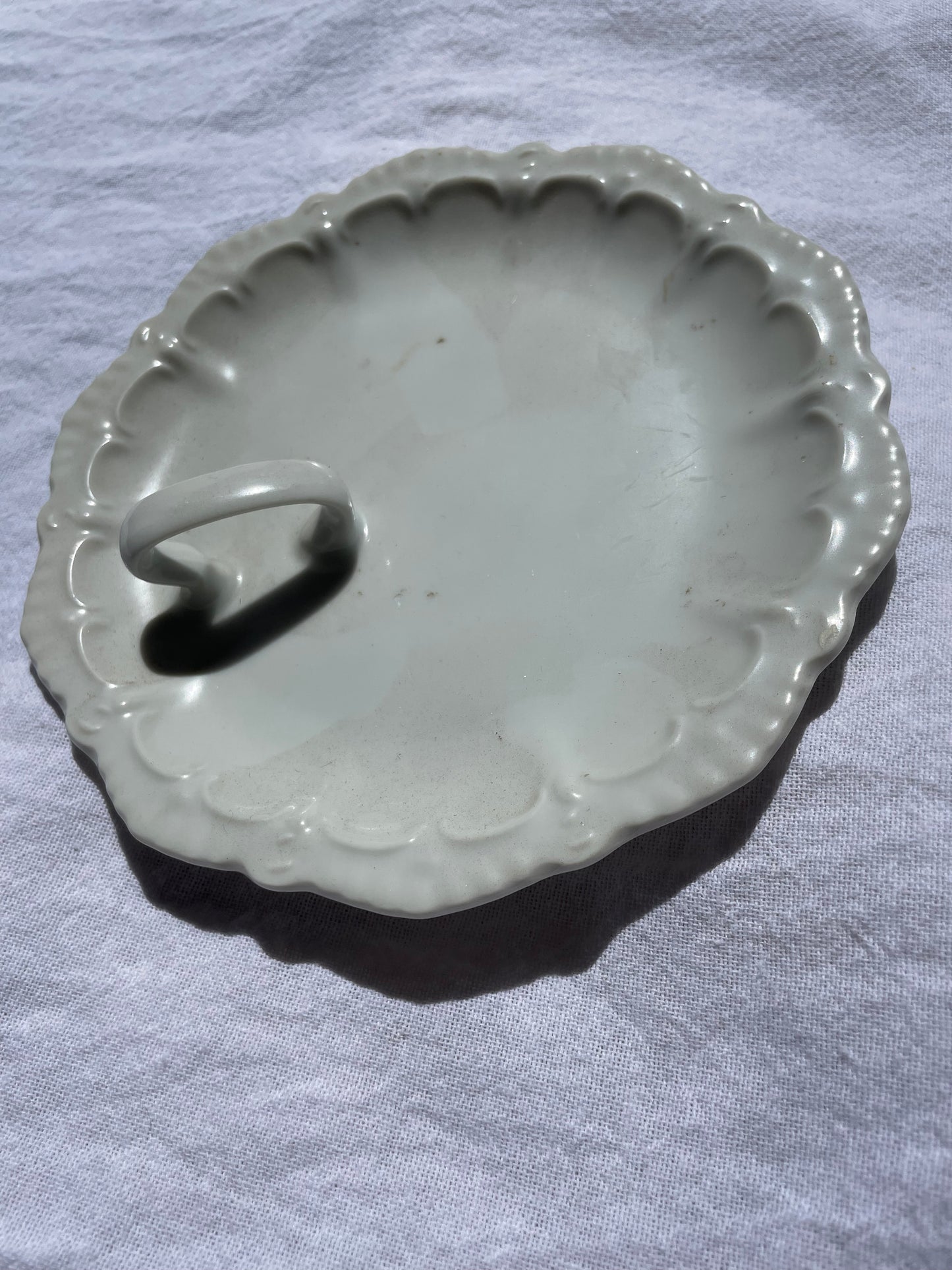 Small Ornate Ironstone Dish with Handle