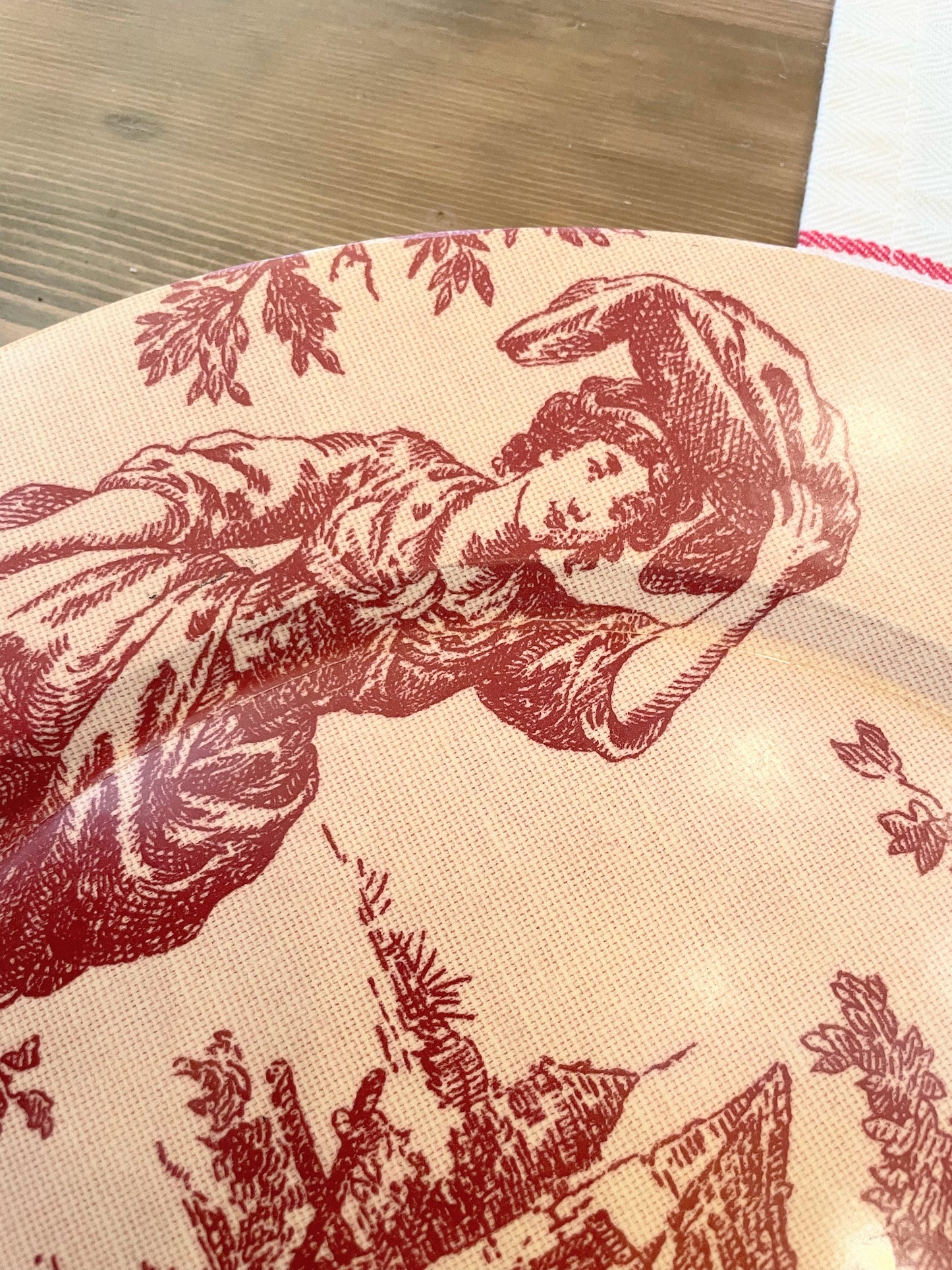 Red Toile Charger Plate