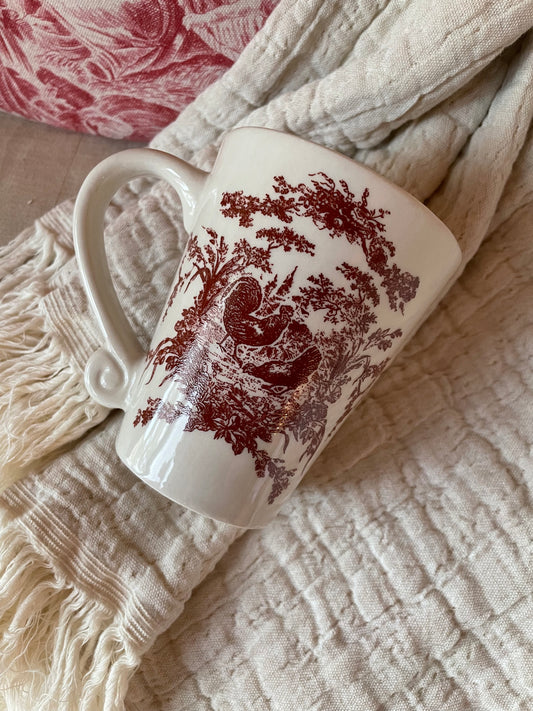 3-Piece Tea Set with Red Rooster Print