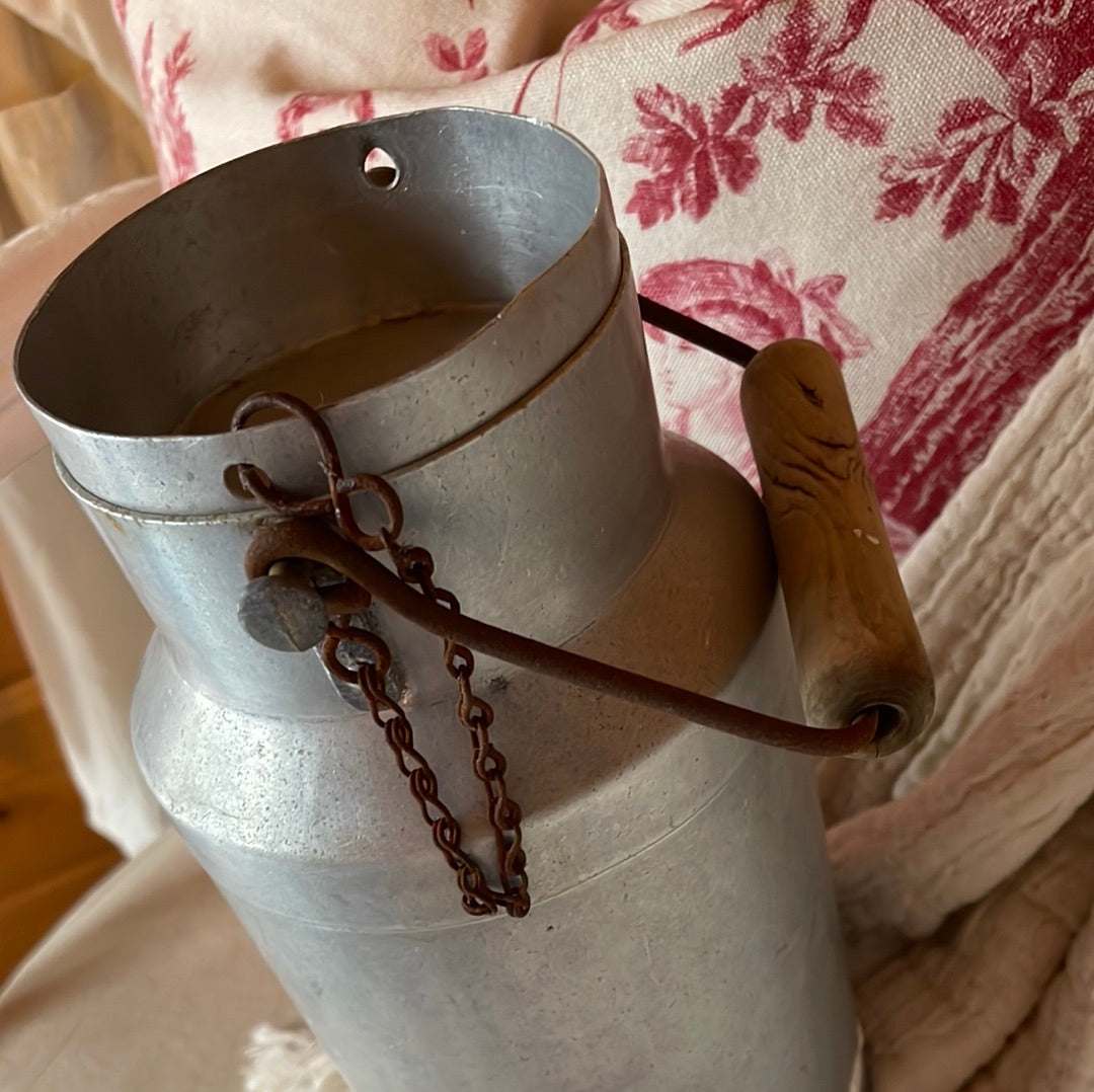 Authentic French Milk Can with Wooden Handle (From France)