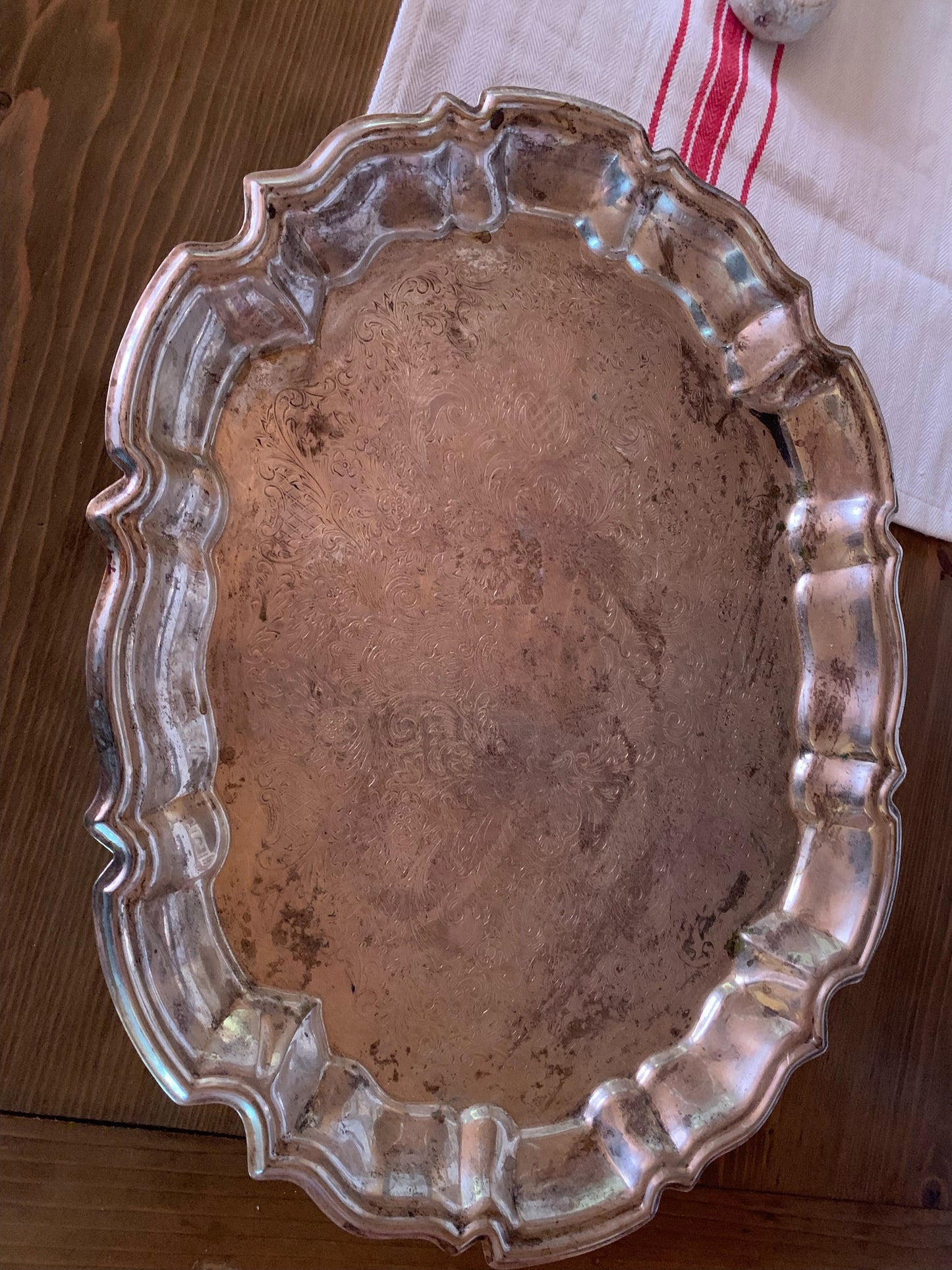 Lovely Silver Dining Tray with Adorned Feet
