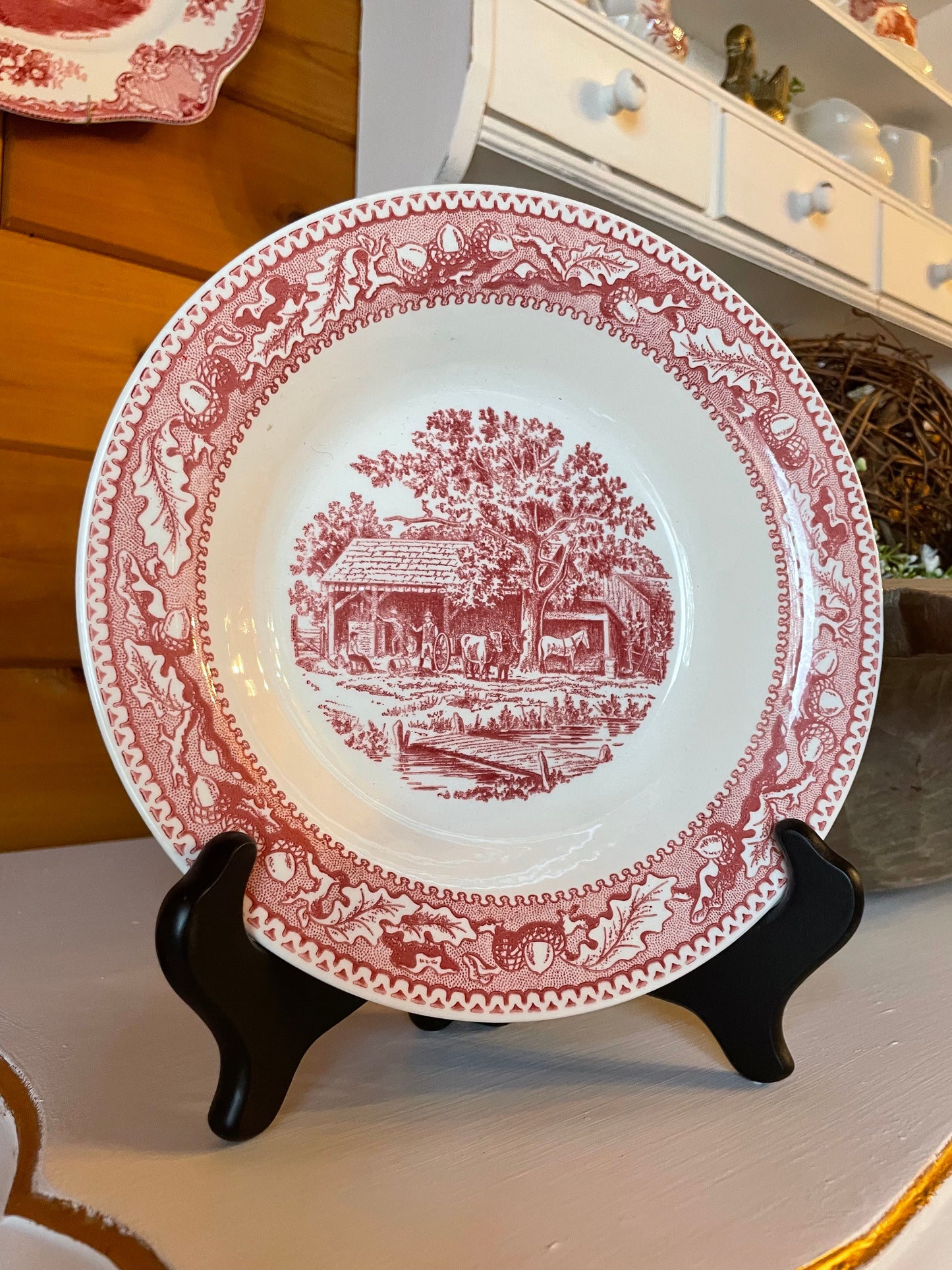 Vintage Bowl with Farm Scene Depicted on Front - Made in the USA!